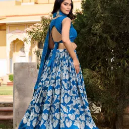 Aavisa Queency Floral Printed Silk Ready to Wear Lehenga & Unstitched Blouse With Dupatta image 3