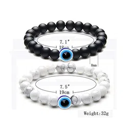 DN ENTERPRISES Unisex Set Of 2 Artificial Beaded Evil Eye Elasticated Bracelets image 3