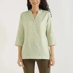 Moda Rapido Women Mandarin Collar Cotton Top-picture-45
