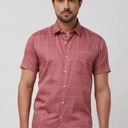 Mufti Men Slim Fit Windowpane Checks Opaque Checked Casual Shirt image 1