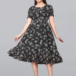 Nautiful Women Floral Printed Puff Sleeve Fit & Flare Maxi Dress-picture-22