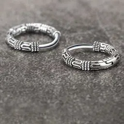 Bling Queen Stainless Steel Silver-Plated Circular Shaped Hoop Earrings-image-38