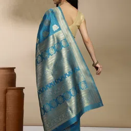 Anouk Rustic Ethnic Motifs Woven Design Banarasi Saree With Blouse Piece image 4