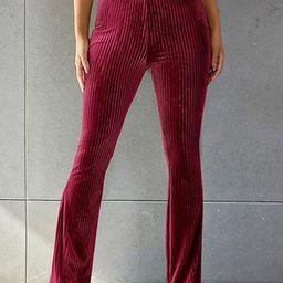 Outzidr Women Striped Regular Fit Mid-Rise Fitted And Flared Trouser-picture-14