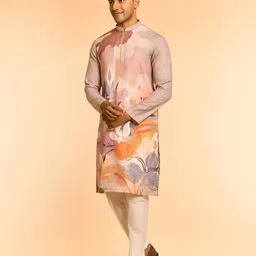 Diwas by Manyavar Men Woven Design Printed Cotton Straight Kurta image 2