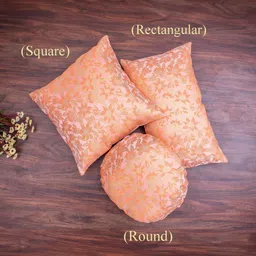 RoyalDeco Peach-Coloured & Gold-Toned Set of 2 Ethnic Motifs Rectangle Cushion Covers image 4