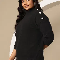 Sztori Plus Size High Neck Button Detailed Sweaters image 5