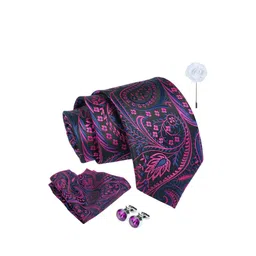 AXLON Men Paisley Tie, Cufflinks, Pocket Square & Flower Pin Accessory Gift Set image 2