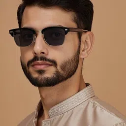 Lenskart Studio Unisex Grey Lens & Silver-Toned Oversized Sunglasses with image 3