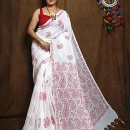 Ruuprekha Paisley Pure Cotton Khadi Saree-image-86