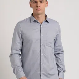 Turtle Men Standard Slim Fit Spread Collar Textured Cotton Formal Shirt-picture-39