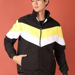 V-Mart Men Mock Collar Colourblocked Cotton Casual Bomber Jacket-picture-20