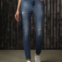 High Star Women Cotton Comfort Skinny FitMildly Distressed Light Fade Stretchable Jeans-image-27
