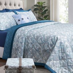 MASPAR Blue & White Geometric Cotton 8 Piece Double King Regular Bedding Set-picture-28