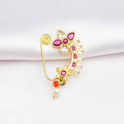 Zeraki Jewels Gold-Plated Artificial Stones and Beads Ring Nosepin-picture-41