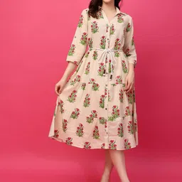 RANGRIWAZ Floral Fit & Flare Midi Dress-image-0
