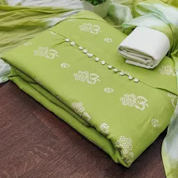 KALINI Women Green Printed Floral Dress Material-picture-24