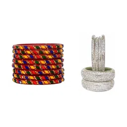 Shasmi Set Of 2 Multi Glass Artificial Stones & Beads Bangle-picture-47