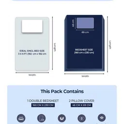 Monte Carlo Nixie Piece Blue & White Floral 240 TC Single Bedsheet Set-1.60x2.30 m 264 GSM image 3