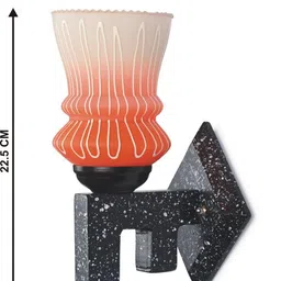 1ST TIME Orange & Orange Textured Wood Contemporary Rectangle Shaped Wall Lamp image 2