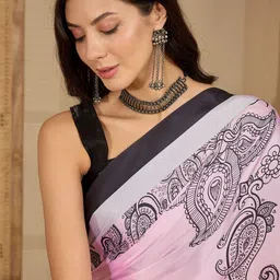 all about you Paisley Satin Designer Saree image 2