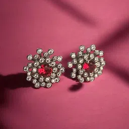 VOGUE BY RITU Artificial Stones Studded Floral Shaped Studs-picture-33