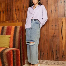 campus sutra Women Regular Fit Checkered Spread Collar Casual Shirt image 4