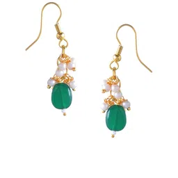 Silvermerc Designs Women Gold-Plated Green Beaded Necklace & Earrings Set image 4