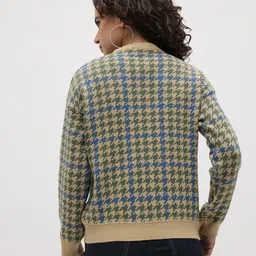 The Roadster Life Co. Geometric Self Design Round Neck Pullover image 2