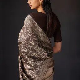 Moda Rapido Ethnic Motifs Zari Banarasi Saree With Blouse Piece image 2