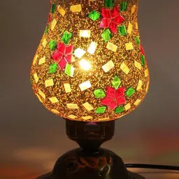 SOMIL 4 pieces Multicoloured Printed Glass Bell Shaped Table Lamp image 5