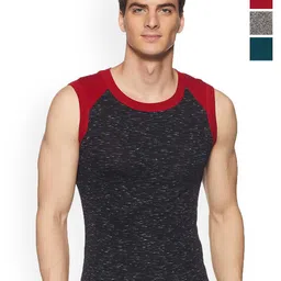 Sporto by Macho Men Pack of 4 Colourblocked Cotton Gym Vest-image-70