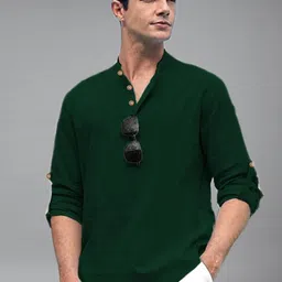 Yugnik Mandarin Collar Roll-Up Sleeves Short Kurta-image-6