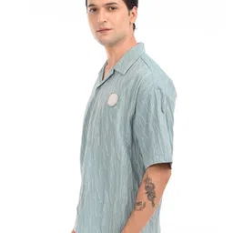 Estilocus Textured Drop-Shoulder Sleeves Oversized Shirt image 5