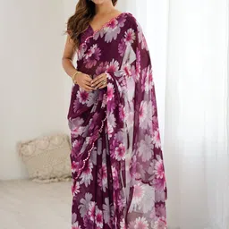 V3 FASHION STUDIO Floral Poly Georgette Saree image 3