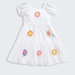 Tiny Girl Floral Embroidered Puff Sleeve Fit & Flare Dress-picture-19