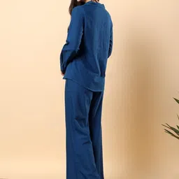 HERE&NOW Cotton Flex Solid Shirt With Trousers Set image 2