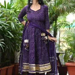 Dholkee Women Ethnic Motifs Printed Panelled Pure Cotton Kurta with Trousers & With Dupatta image 5