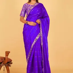 Being Naari Embellished Mirror Work Pure Georgette Heavy Work Saree image 4
