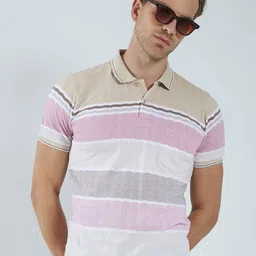 Monte Carlo Men Striped Polo Collar Pockets T-shirt image 2