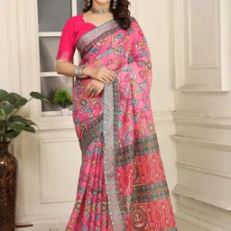 KALINI Floral Linen Blend Designer Khadi Saree-picture-29