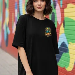 BENNY BROOKS Graphic Printed Drop-Shoulder Sleeves Cotton Oversized T-shirt image 5