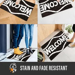 Kuber Industries 6Pcs Coffee Brown Printed Rectangle Anti Skid Doormats image 4