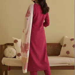 KALINI Women Ethnic Motifs Regular Sequinned Kurta with Trousers & With Dupatta image 2