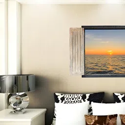 INDIAN ROYALS Blue & Orange Seascape Printed Self-Adhesive & Durable Wall Sticker-image-81