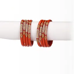 SOMIL Women Pack Of 2 Pink And Red Glass Ethnic Handcrafted Traditional Bangle image 4
