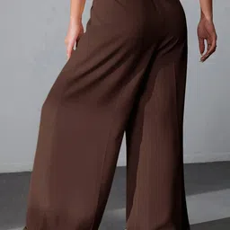 FNOCKS Women Comfort Wide Leg High-Rise Pleated Trousers image 4
