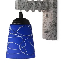 SOMIL Blue Glass Cylinder Printed Wall Lamps image 2