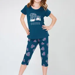 Zeyo Girls Printed Pure Cotton Night suit-image-54
