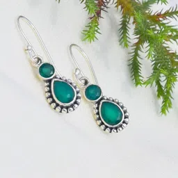 Silver Planets 92.5-925 Sterling Silver Green Onyx Stone Earring/Light Weight |Anti Tarnish, Light Weight, Handmade | Office Wear Stylish Trendy Jewellery | Latest Fashion for Women, Girls and Her-picture-17